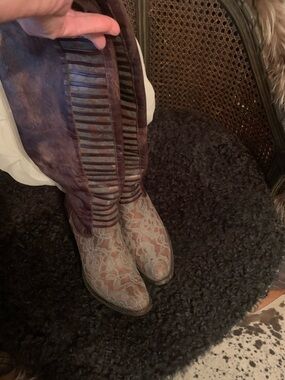 Old Gringo Lace-Overlay Knee Boots